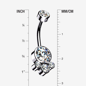 Detail View 1 of Majestic Sparkle Bali Internally Threaded Belly Button Ring-Clear Gem